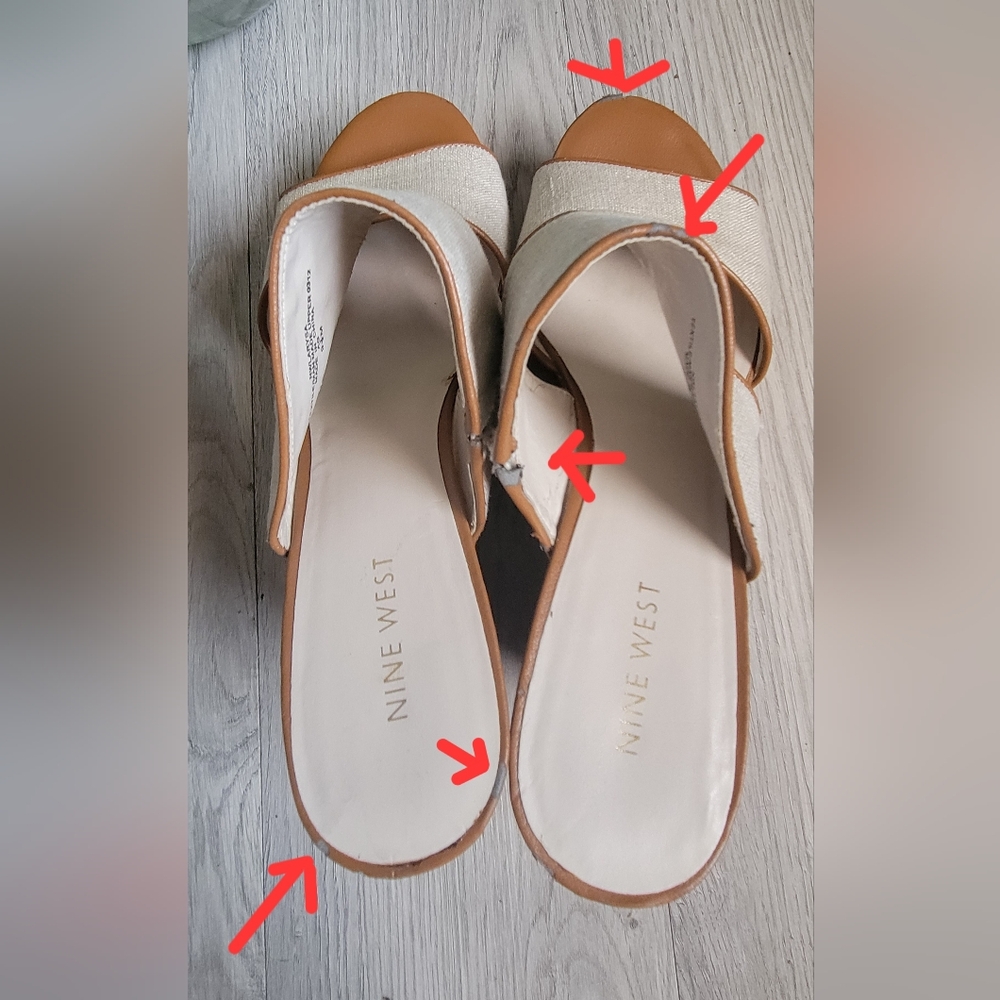 Nine West Larysa Linen & Cork Wedge, Size Women's 9.5 - Picture 8 of 12